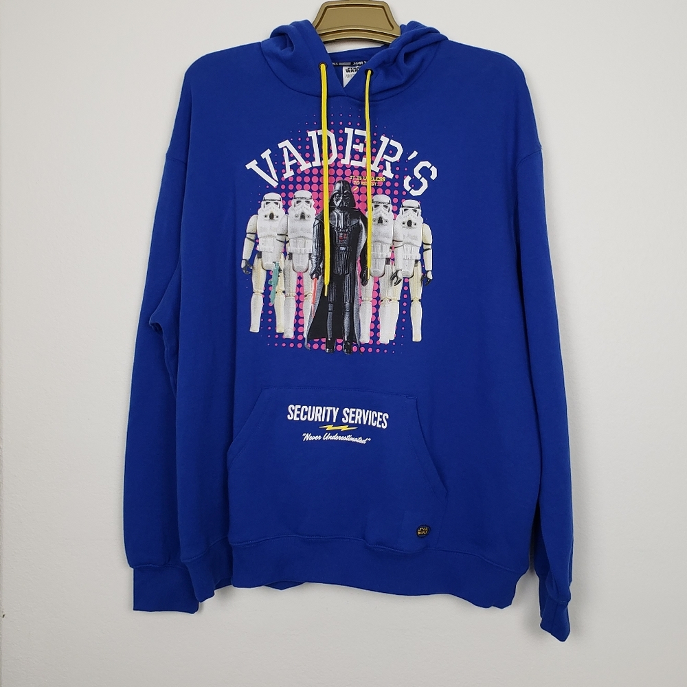 Disney Parks Star Wars Darth Vader Blue Sweatshirt Pullover Hoodie XL NWT